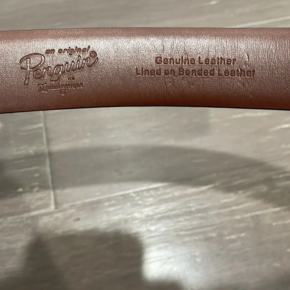 Men’s Original Penguin classic work office leather belt brown. Size 36